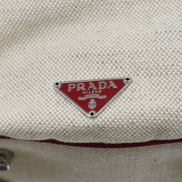 PRADA Hand Bag Canvas Beige Auth 71304 - Picture 13 of 16